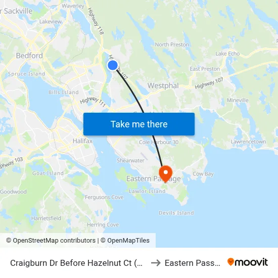 Craigburn Dr Before Hazelnut Ct (2216) to Eastern Passage map