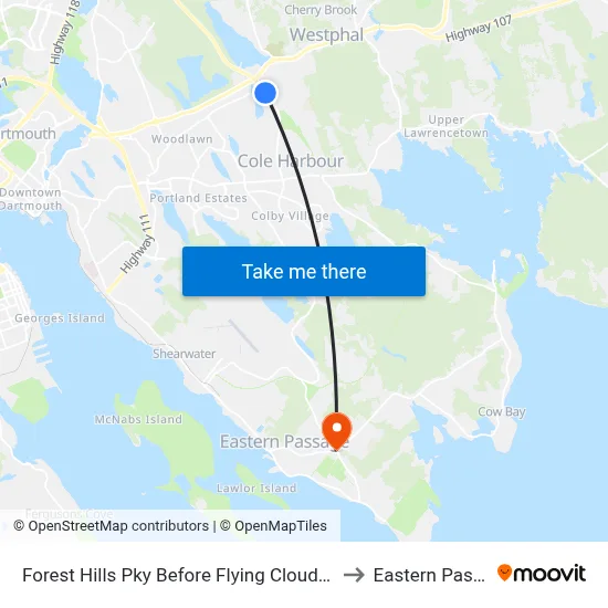 Forest Hills Pky Before Flying Cloud Dr (2231) to Eastern Passage map