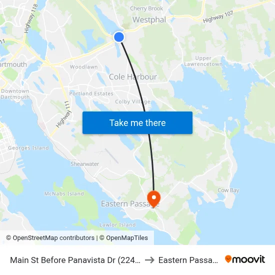 Main St Before Panavista Dr (2241) to Eastern Passage map