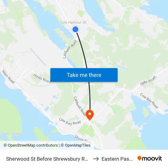 Sherwood St Before Shrewsbury Rd (2247) to Eastern Passage map