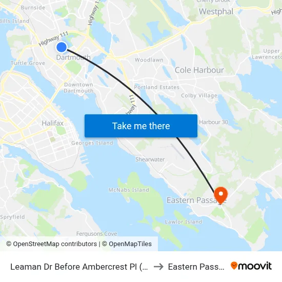 Leaman Dr Before Ambercrest Pl (2251) to Eastern Passage map