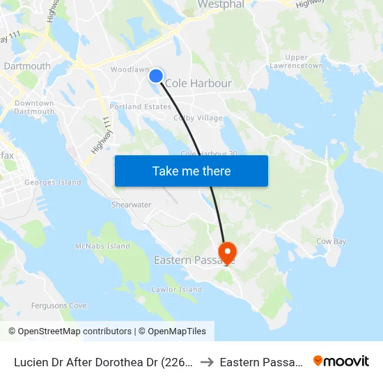Lucien Dr After Dorothea Dr (2260) to Eastern Passage map