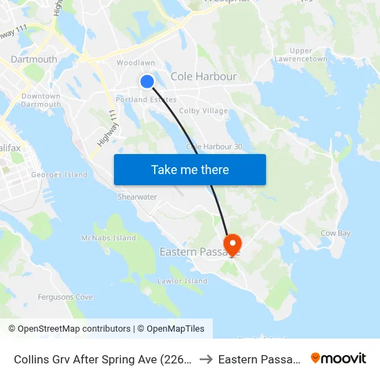 Collins Grv After Spring Ave (2267) to Eastern Passage map