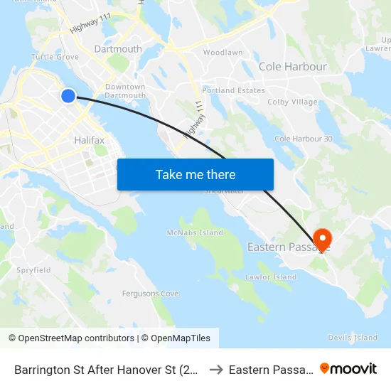 Barrington St After Hanover St (2273) to Eastern Passage map