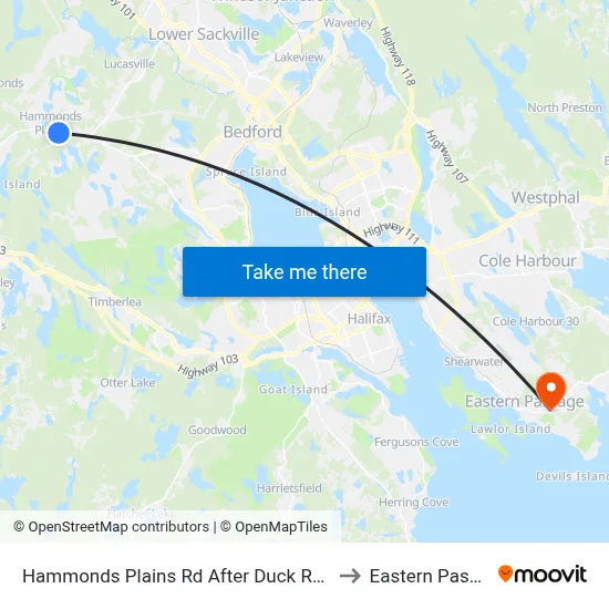 Hammonds Plains Rd After Duck Rd (2277) to Eastern Passage map