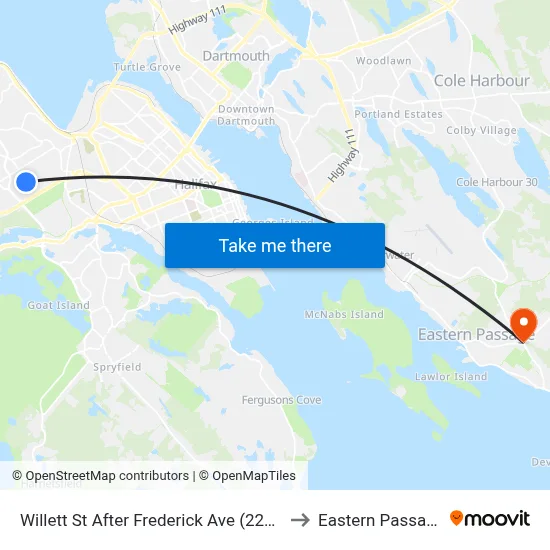 Willett St After Frederick Ave (2299) to Eastern Passage map