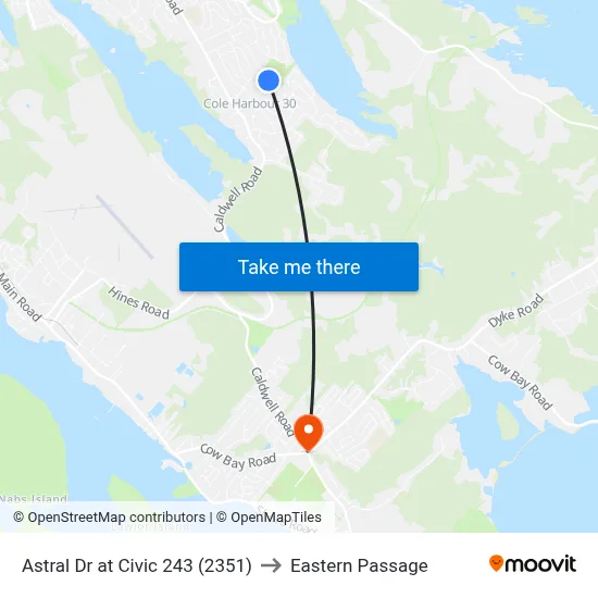 Astral Dr at Civic 243 (2351) to Eastern Passage map