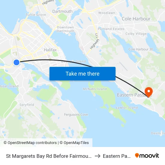 St Margarets Bay Rd Before Fairmount Rd (6159) to Eastern Passage map