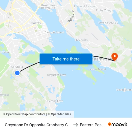 Greystone Dr Opposite Cranberry Ct (6795) to Eastern Passage map