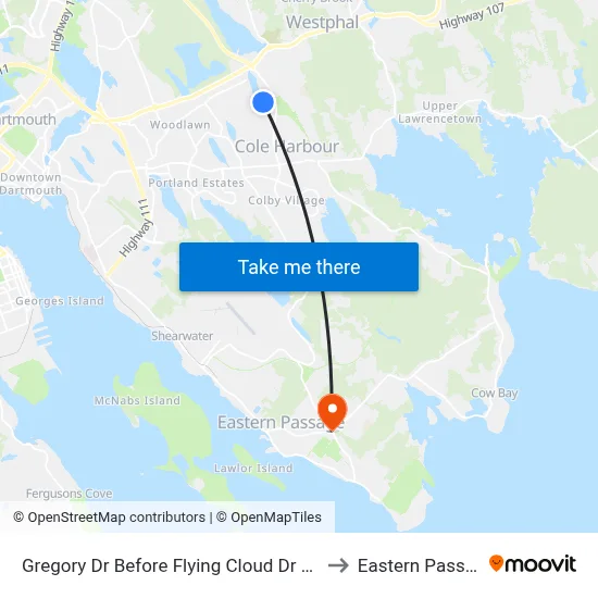 Gregory Dr Before Flying Cloud Dr (6793) to Eastern Passage map