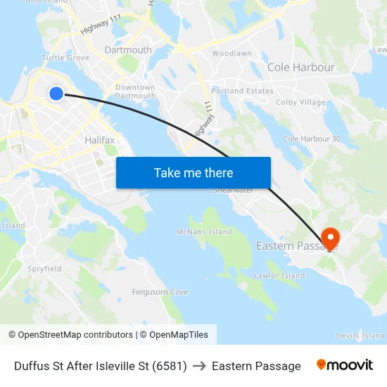 Duffus St After Isleville St (6581) to Eastern Passage map