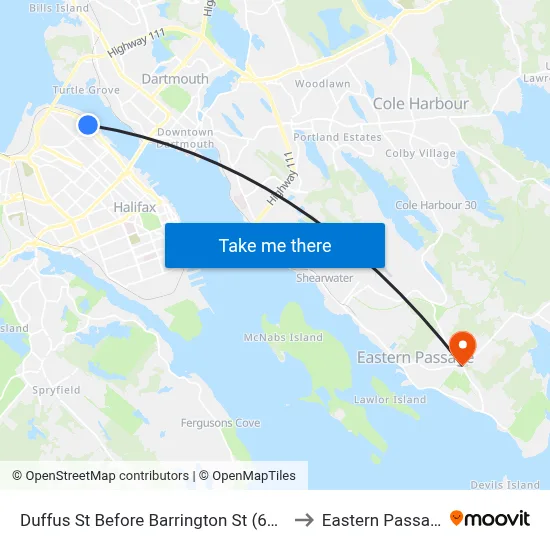 Duffus St Before Barrington St (6587) to Eastern Passage map