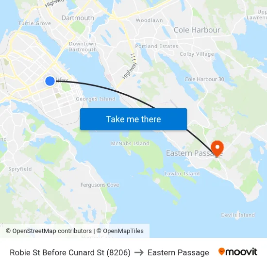 Robie St Before Cunard St (8206) to Eastern Passage map