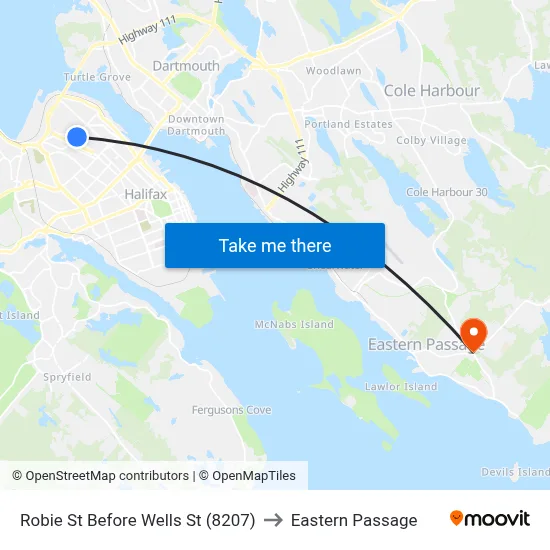 Robie St Before Wells St (8207) to Eastern Passage map