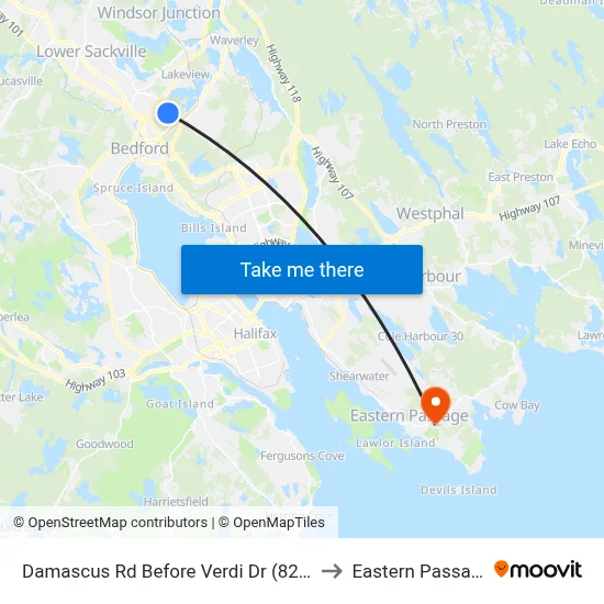 Damascus Rd Before Verdi Dr (8200) to Eastern Passage map
