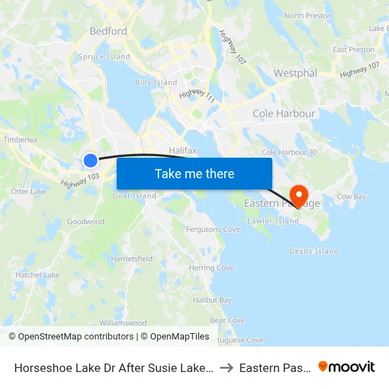 Horseshoe Lake Dr After Susie Lake Cr (6378) to Eastern Passage map