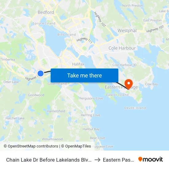 Chain Lake Dr Before Lakelands Blvd (6379) to Eastern Passage map