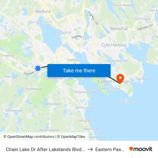 Chain Lake Dr After Lakelands Blvd (6375) to Eastern Passage map