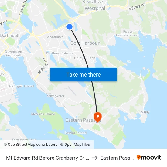 Mt Edward Rd Before Cranberry Cr (7264) to Eastern Passage map