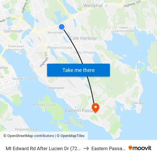 Mt Edward Rd After Lucien Dr (7266) to Eastern Passage map