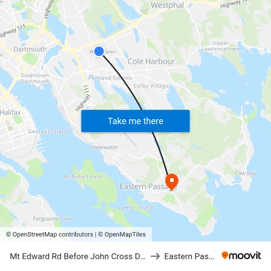 Mt Edward Rd Before John Cross Dr (7261) to Eastern Passage map