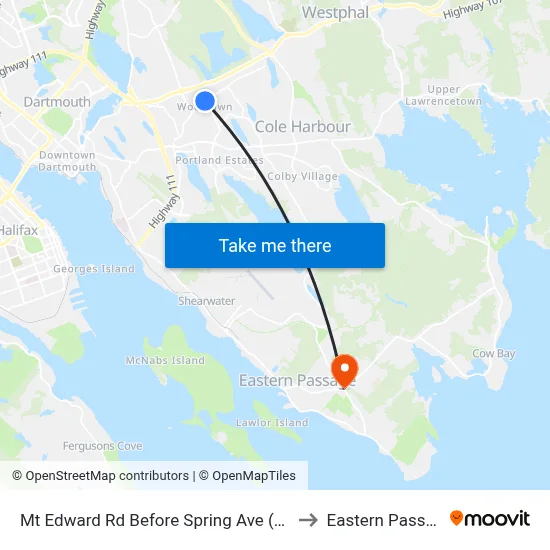 Mt Edward Rd Before Spring Ave (7263) to Eastern Passage map