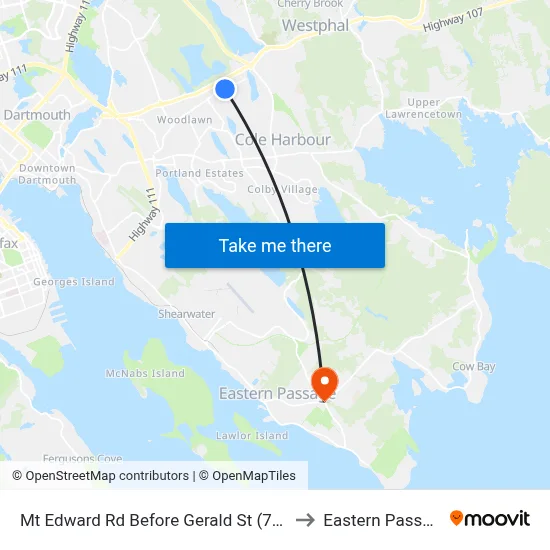 Mt Edward Rd Before Gerald St (7262) to Eastern Passage map