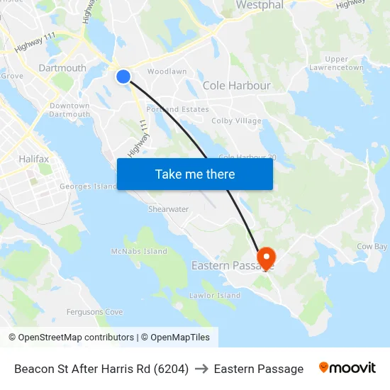 Beacon St After Harris Rd (6204) to Eastern Passage map