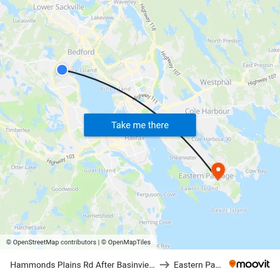 Hammonds Plains Rd After Basinview Dr (6804) to Eastern Passage map