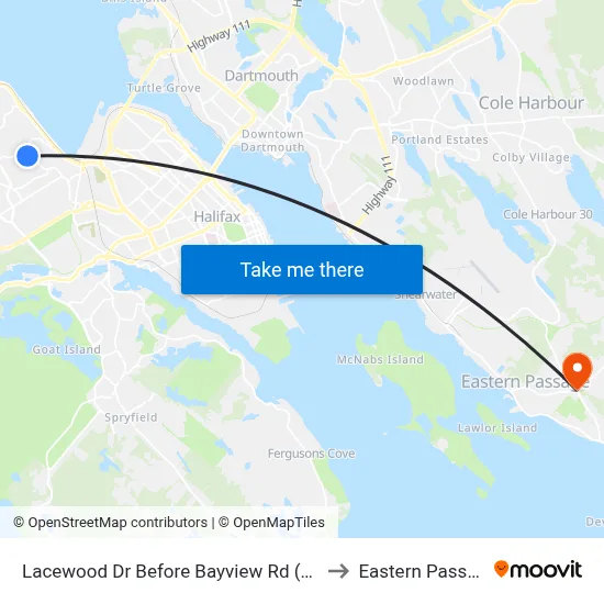 Lacewood Dr Before Bayview Rd (7075) to Eastern Passage map
