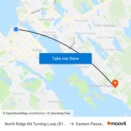 North Ridge Rd Turning Loop (8165) to Eastern Passage map