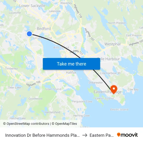 Innovation Dr Before Hammonds Plains Rd (6971) to Eastern Passage map