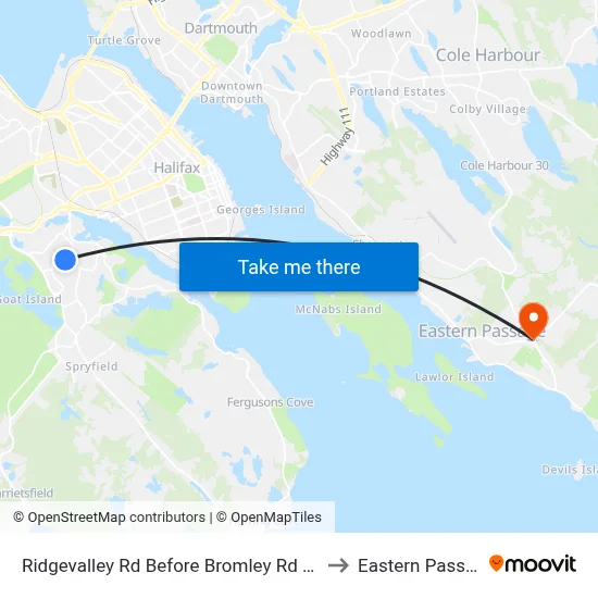 Ridgevalley Rd Before Bromley Rd (8168) to Eastern Passage map