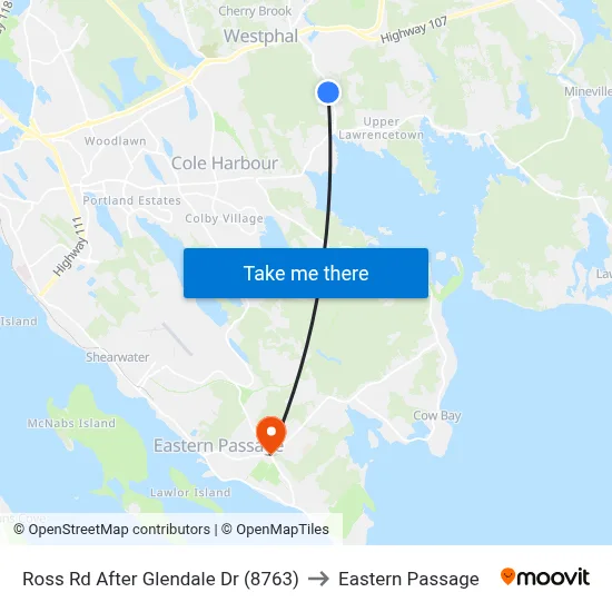 Ross Rd After Glendale Dr (8763) to Eastern Passage map
