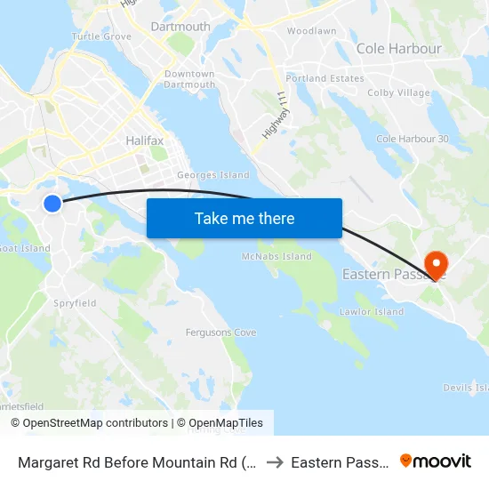 Margaret Rd Before Mountain Rd (7182) to Eastern Passage map