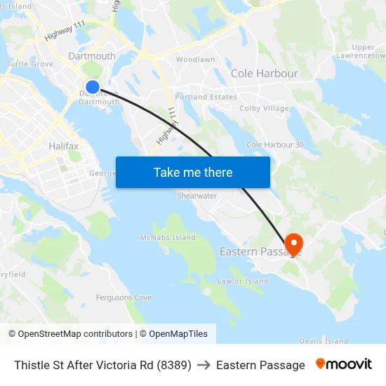 Thistle St After Victoria Rd (8389) to Eastern Passage map