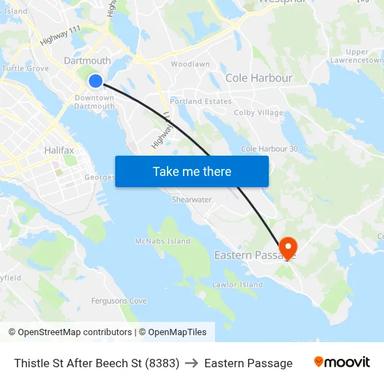 Thistle St After Beech St (8383) to Eastern Passage map