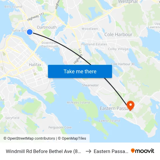 Windmill Rd Before Bethel Ave (8545) to Eastern Passage map