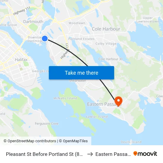 Pleasant St Before Portland St (8016) to Eastern Passage map