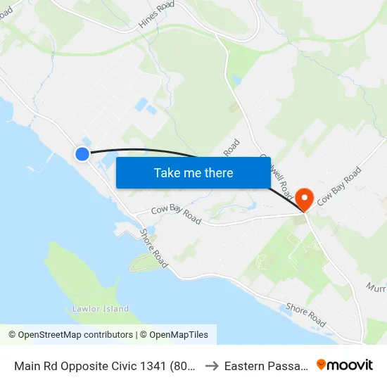 Main Rd Opposite Civic 1341 (8015) to Eastern Passage map