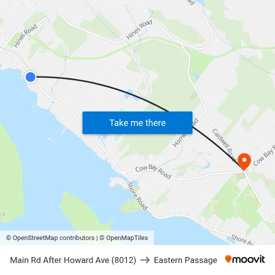 Main Rd After Howard Ave (8012) to Eastern Passage map