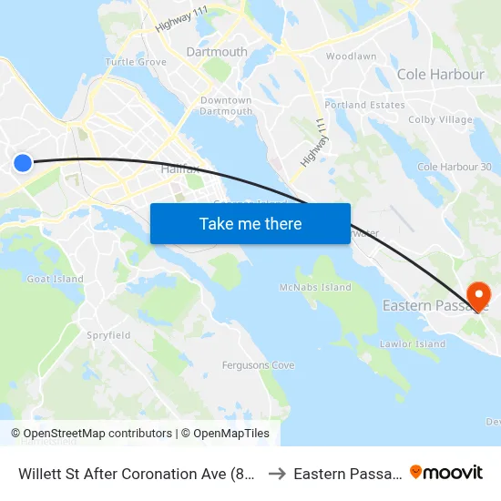 Willett St After Coronation Ave (8490) to Eastern Passage map