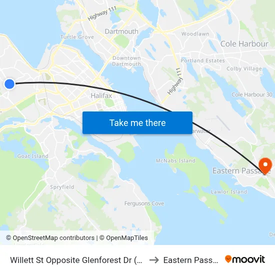Willett St Opposite Glenforest Dr (8495) to Eastern Passage map