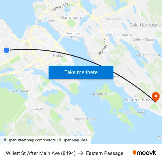 Willett St After Main Ave (8494) to Eastern Passage map