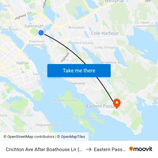 Crichton Ave After Boathouse Ln (6534) to Eastern Passage map