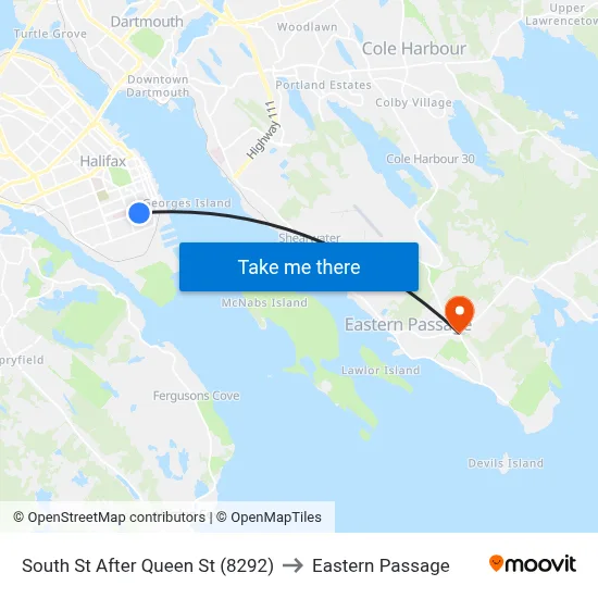 South St After Queen St (8292) to Eastern Passage map