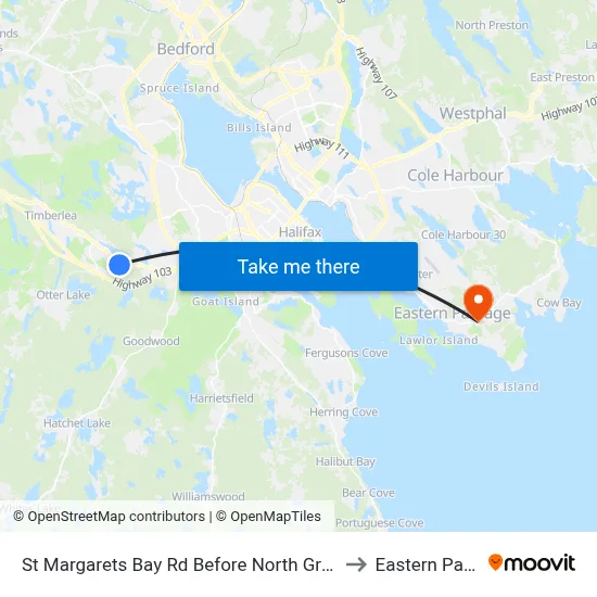 St Margarets Bay Rd Before North Green Rd (6147) to Eastern Passage map