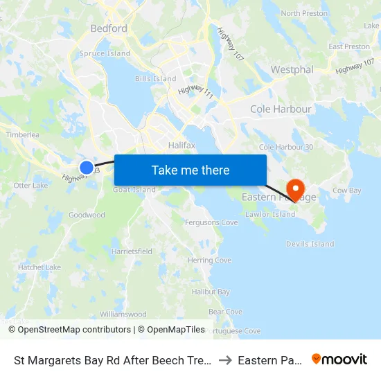 St Margarets Bay Rd After Beech Tree Run (6144) to Eastern Passage map