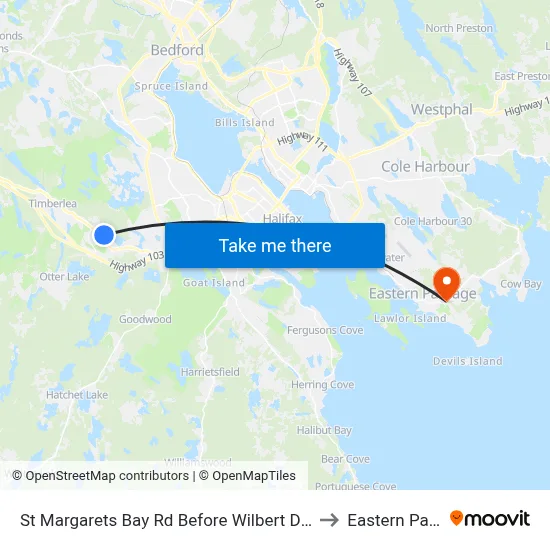 St Margarets Bay Rd Before Wilbert Devoe Cr (6148) to Eastern Passage map
