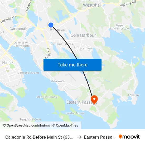 Caledonia Rd Before Main St (6368) to Eastern Passage map